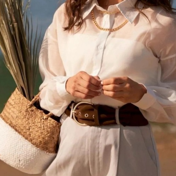 Lovestrength Austen Cognac Suede Waist Belt Size M/L NWOT NEW - Picture 9 of 10